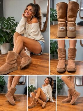 UGG Kristin Wedge Tan Suede Boots